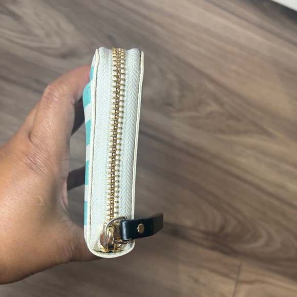 Kate Spade Teal and White Striped Wallet - Picture 3 of 7